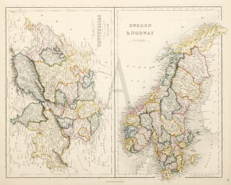 Sweden & Norway - Antique Map from 1850