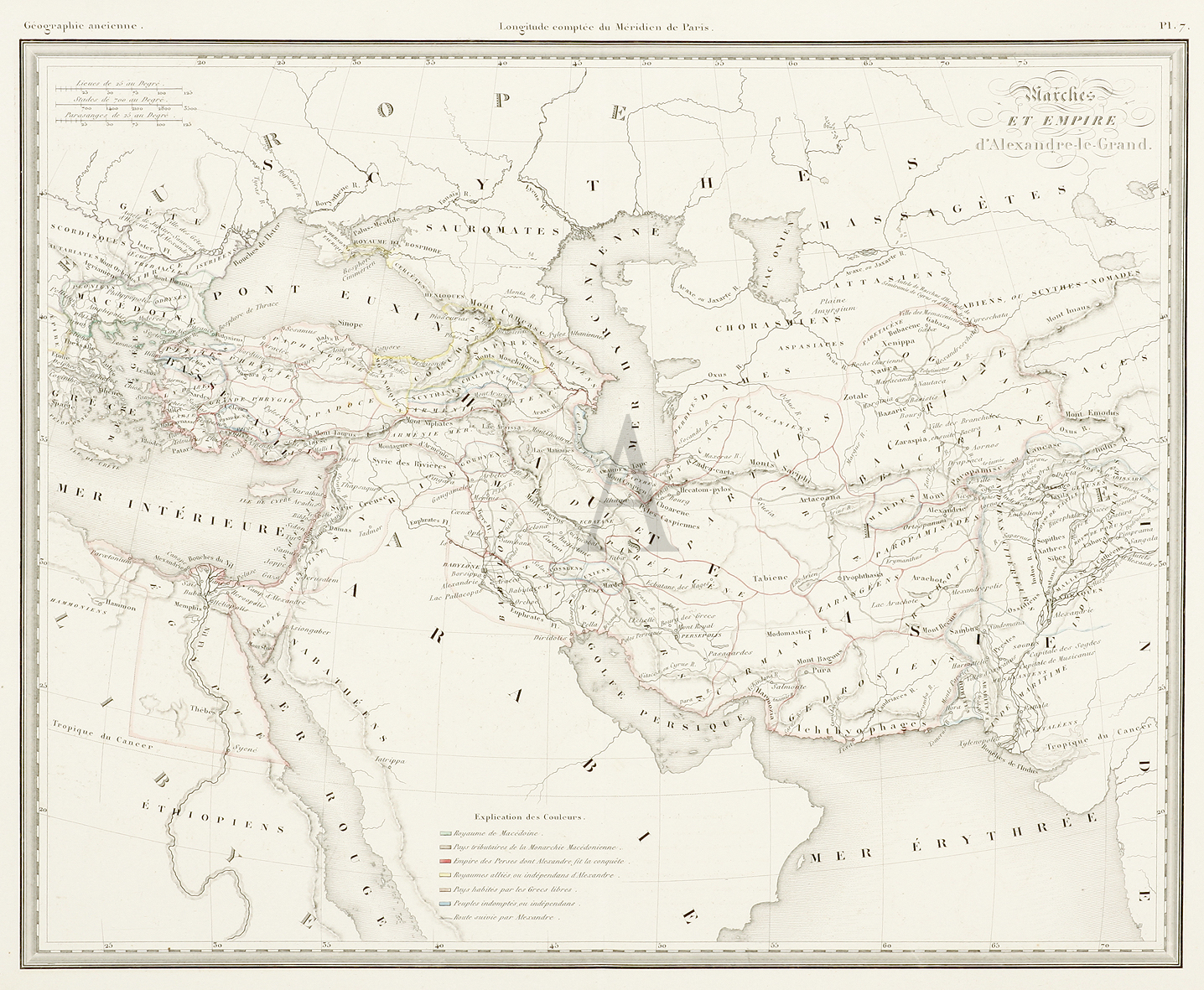 Marches Et Empire d'Alexandre-le-Grand - Antique Map from 1834
