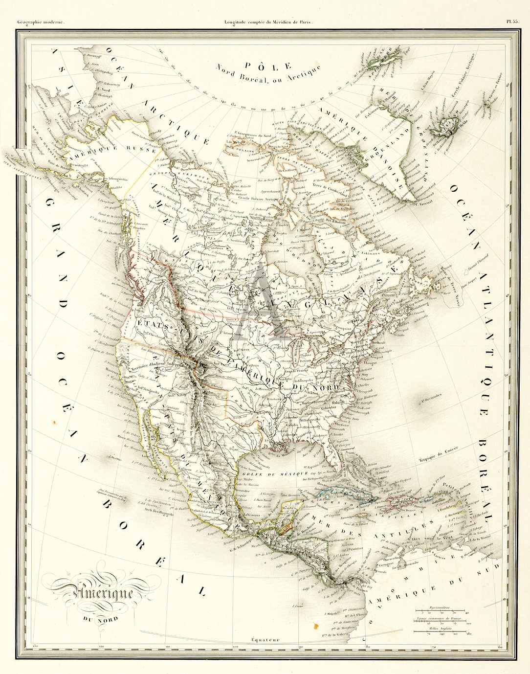 Amerique du Nord - Antique Print from 1834