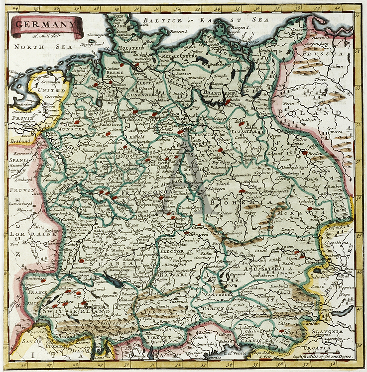 Germany - Antique Print from 1695