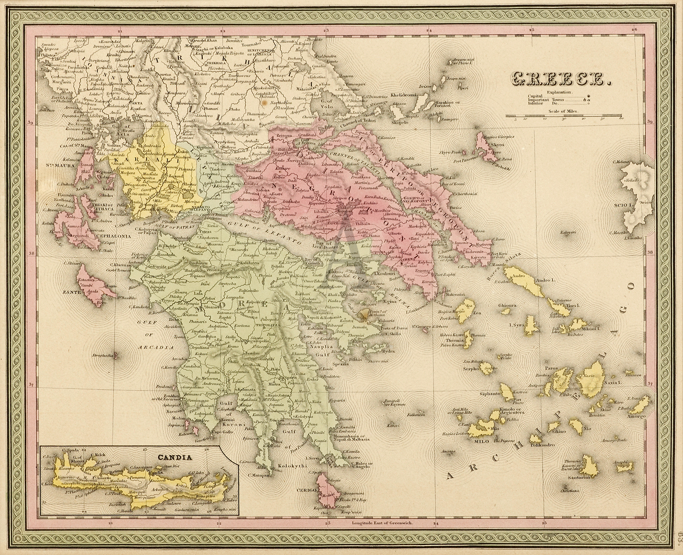 Greece - Antique Print from 1850