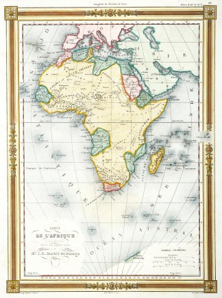 Carte de L'Afrique - Antique Map from 1852