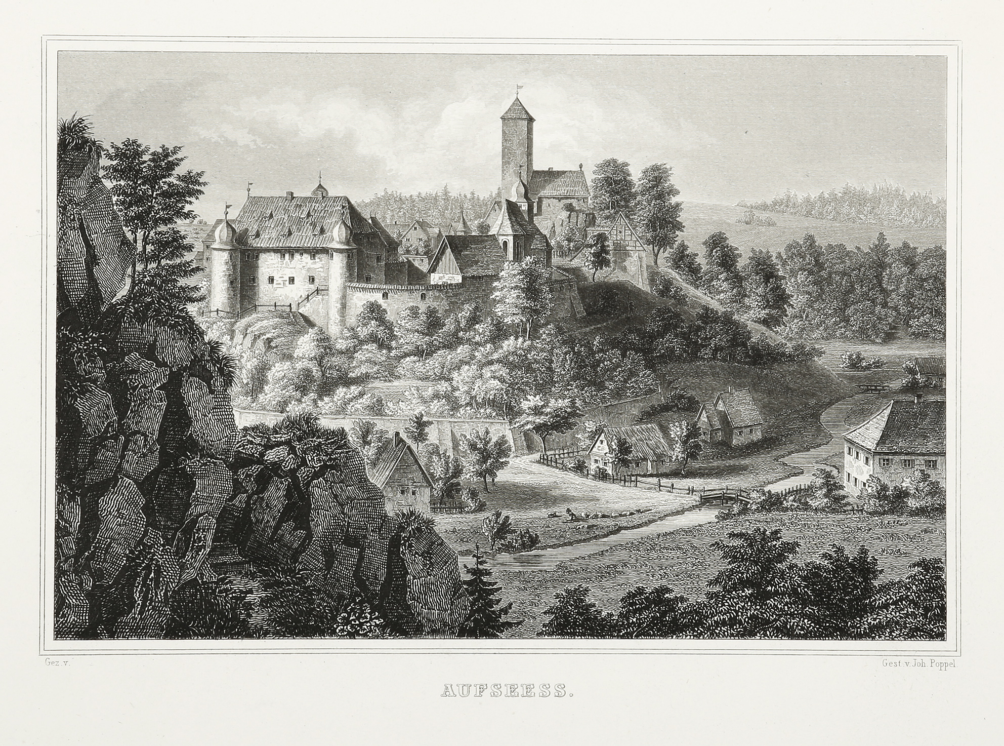 Aufseess - Antique Print from 1850