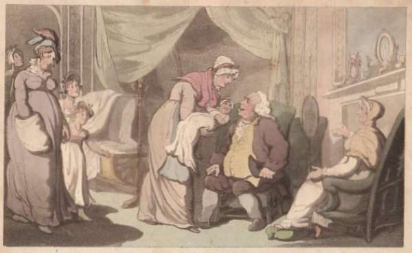 The Dance Of Life Begins, With All Its Charms, In The Fond Dandling Of The Nurse's Arms. - Antique Print from 1817