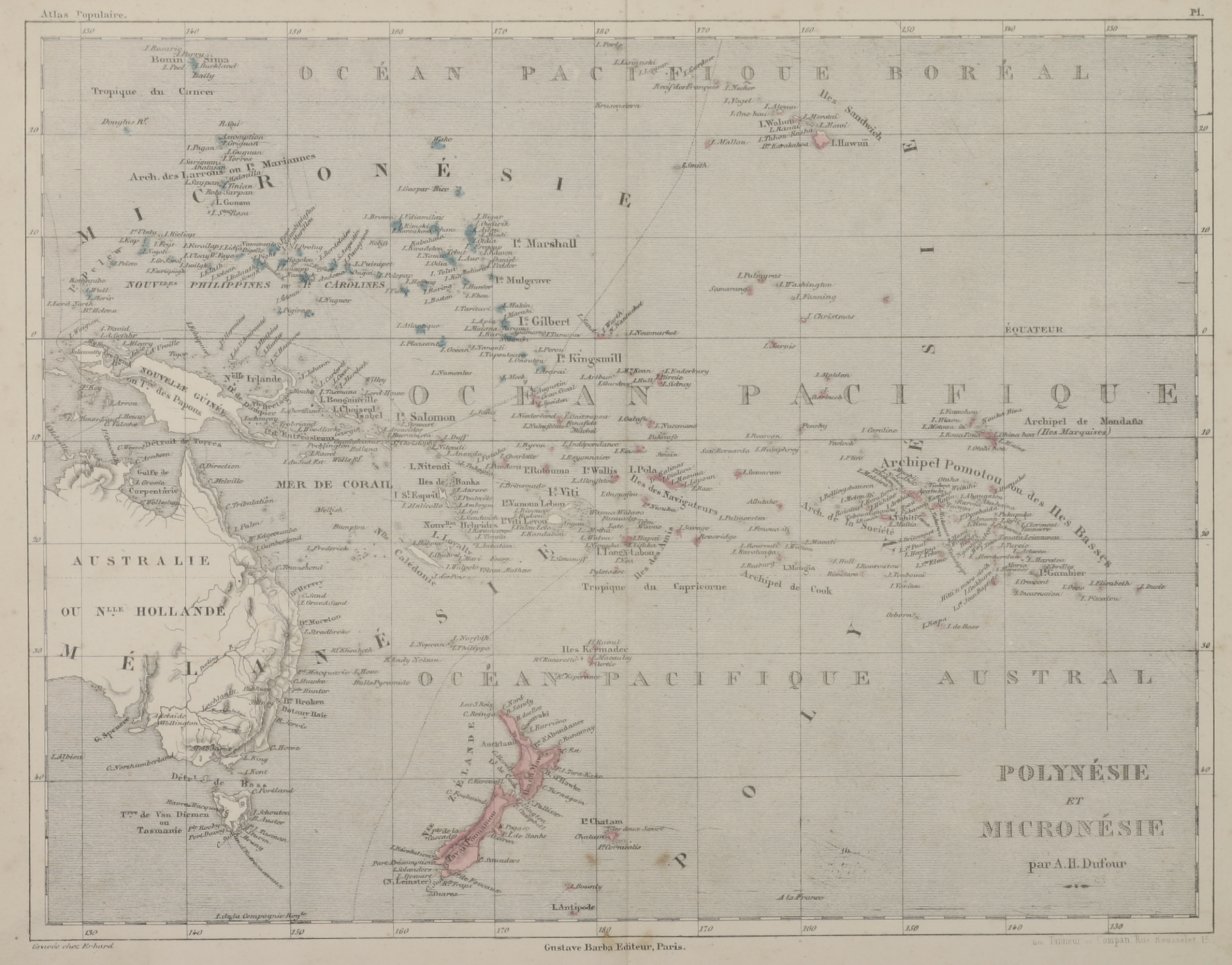Polynesie et Micronesie - Antique Print from 1855