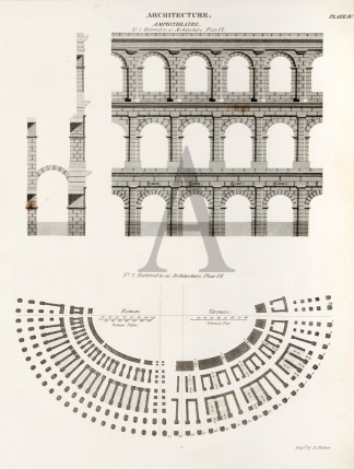 Amphitheatre - Antique Print from 1820