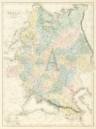 Russia in Europe. - Antique Map from 1855
