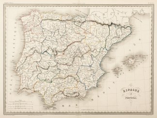 Espagne et Portugal - Antique Map from 1834