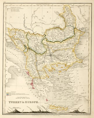 Turkey In Europe - Antique Map from 1853
