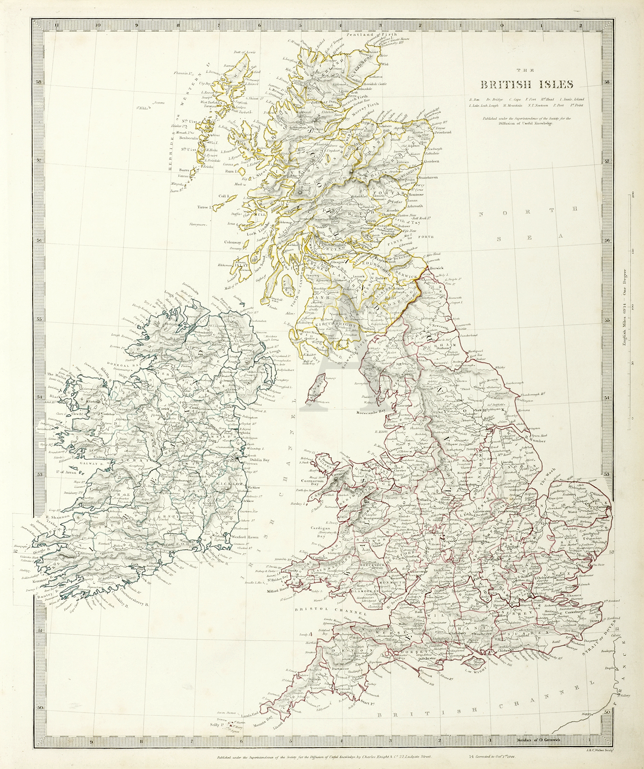 The British Isles - Antique Print from 1854