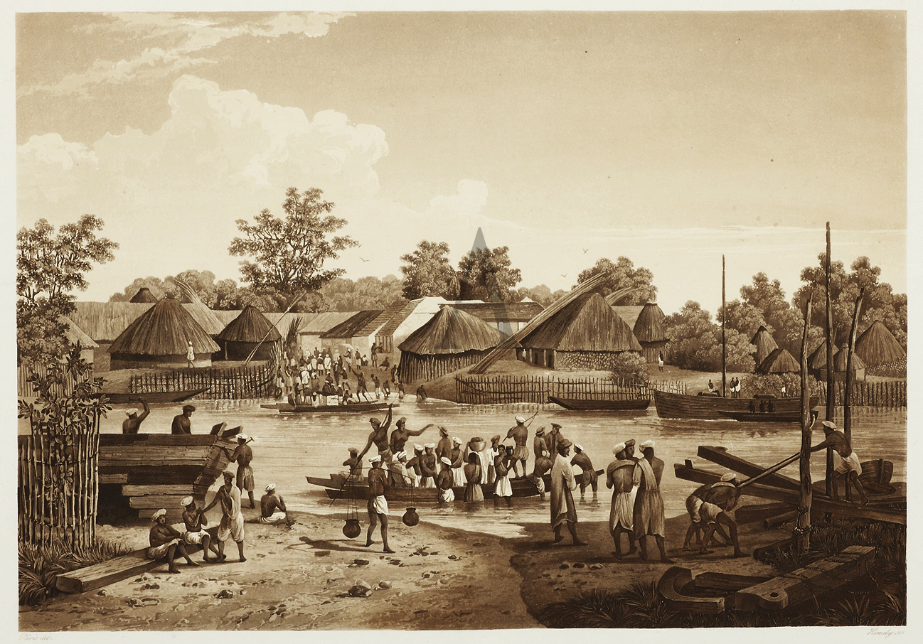 Riviere De Yanaon, Establishment Francais dans l'Inde - Antique Print from 1835