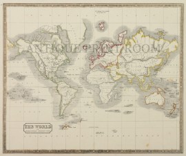 The World on Mercator's Projection - Antique Map from 1850