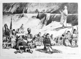 With the Turks in Asia - at Sunset before the Battle. - Antique Print from 1877