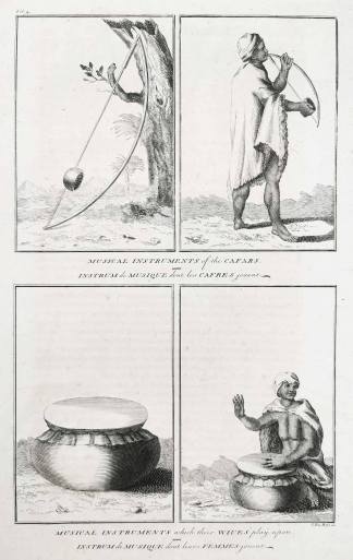Musical Instruments of the Cafars. Musical Instruments which their Wiues play upon. - Antique Print from 1723