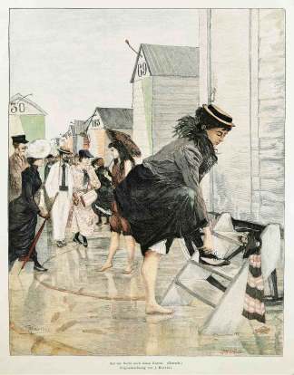 Auf der Suche nach einem Karren.b(Ostende) - Antique Print from 1895