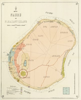 Map of Nauru or Pleasant Island Micronesia