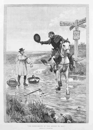 "The Compliments of the Season to You!" - Antique Print from 1891