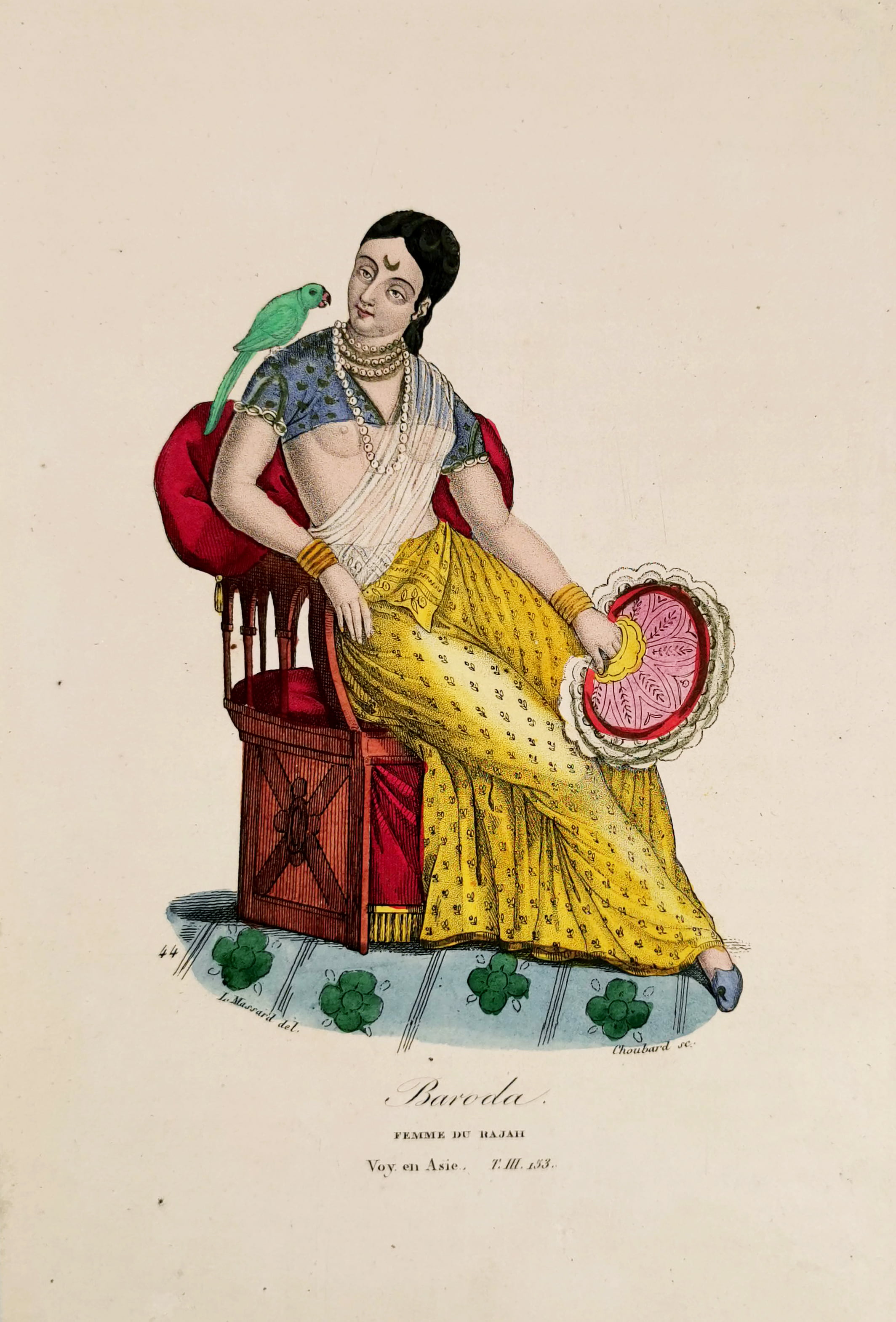 Baroda Femme du Rajah - Antique Print from 1844