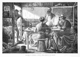 Christmas in Australia: pudding time. - Antique Print from 1870