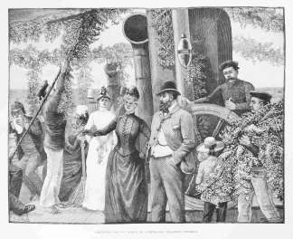 Christmas Eve on Board an Australian Pleasure Steamer. - Antique Print from 1889