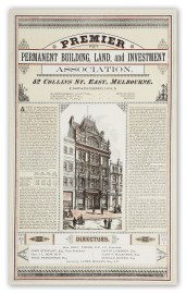 Premier Permanent Building, Land, and Investment Association, 52 Collins St. East, Melbourne.