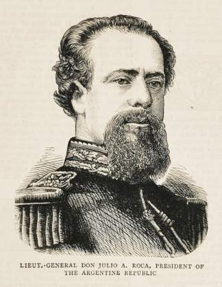 Lieut-General Don Jullio A. Roca, president of the Argentine Republic. - Antique Print from 1883