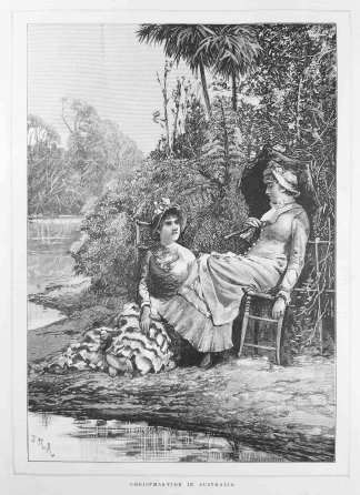 Christmas-tide in Australia - Antique Print from 1888