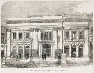 The Cafe de Paris and Royal Hotel, Melbourne. - Antique View from 1861