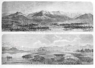 The Gardens of Shalimar. The Fort of Srinagar. Cashmere. - Antique View from 1866