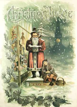 Watching for Christmas - Antique Print from 1881