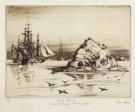 Pinchgut, 30th Nov. 1839 Wilkes' ships Vincennes and Peacock at Anchor.