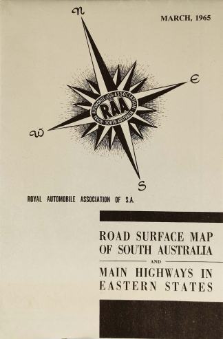 Road Surface Map of South Australia - Vintage Map from 1965
