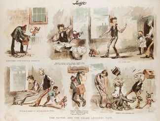 The editor, and the organ grinder's fate. - Antique Print from 1888