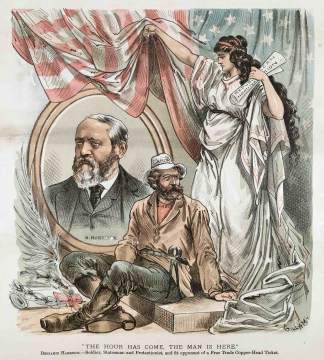 "The Hour has come, The Man is Here". - Antique Print from 1889