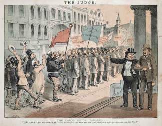 The Labor Union Parades - Antique Print from 1881