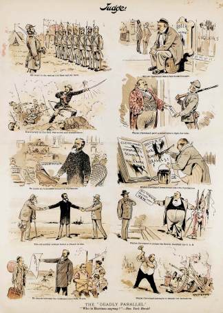 The "Deadly Parallel". - Antique Print from 1890