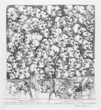 3 Characters 4 Caricaturas. For a farther Explanation of the Difference Betwixt Character & Caricatura. See ye Preface to Joh. Andrews. - Antique Print from 1822