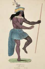 Californie Indien Dansant - Antique Print from 1844