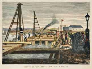 Sydney improvements: the new wharves - Antique View from 1880