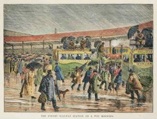 The Sydney Railway Station on a Wet Morning. - Antique View from 1879