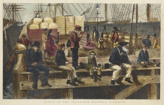 Scene on the Sandridge Railway Pier. Melbourne