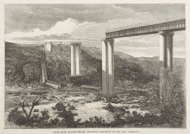 Grand River Railway-Bridge, Mauritius, Destroyed by the Late Hurricane.