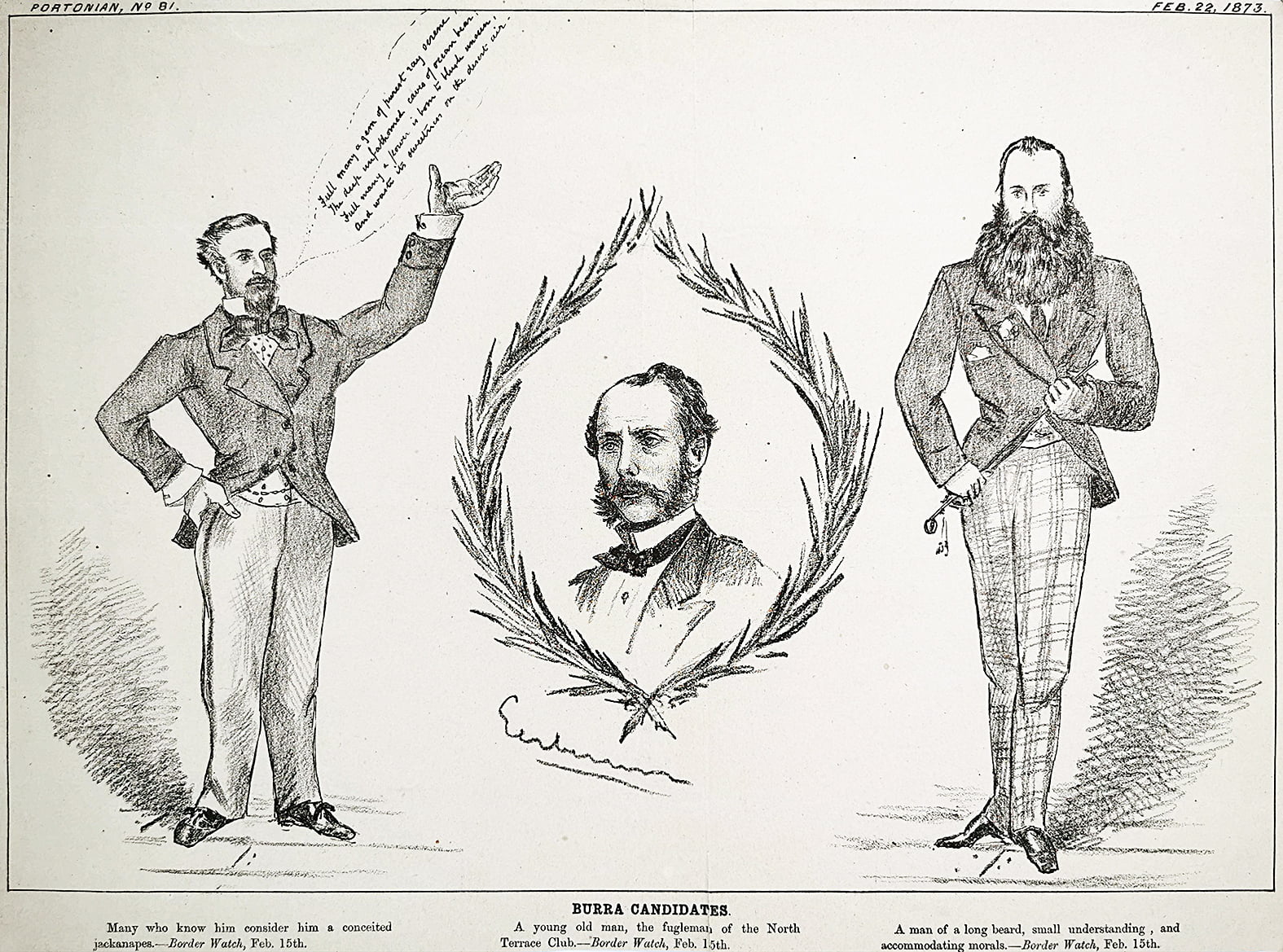 Burra Candidates. - Antique Print from 1873