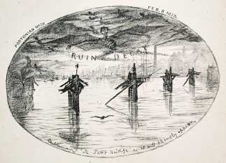 "The Port Bridge" as it will shortly appear. - Antique Print from 1873