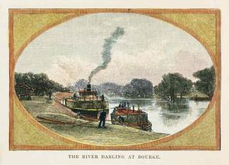 The River Darling at Bourke. - Antique View from 1887