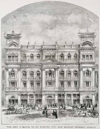 The New Theatre to be Erected Pitt and Market Streets, Sydney. - Antique View from 1883