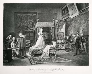 Gerome Visiting a pupil's studio - Antique Print from 1890