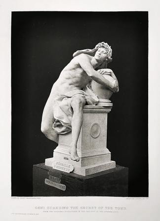Geni guarding the secret of the tomb. - Antique Print from 1883