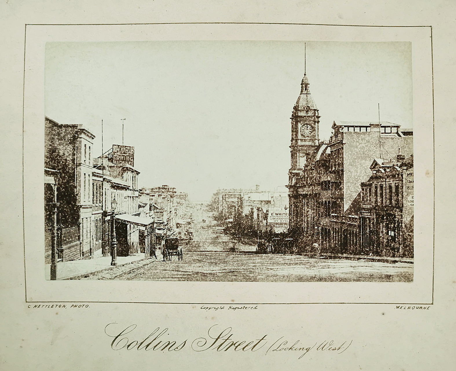 Collins Street (Looking West) - Antique Photograph from 1878