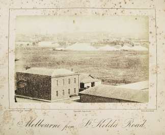 Melbourne from St Kilda Road. - Antique Photograph from 1878